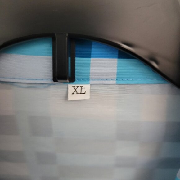 Button down blouse XL long sleeves colorful plaid Women's Polyester Ombre - Picture 7 of 10